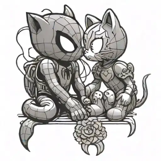 Let Spider-man And Hello Kitty Kiss