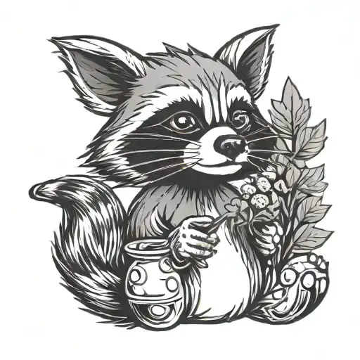 Weed And Cartoon Raccoon Smoking Weed