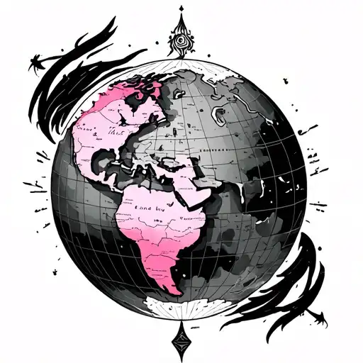 Wind Pink And Ancient World Map