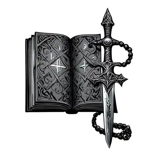 Open Paladin Holy Book With A Dagger As A Bookmark