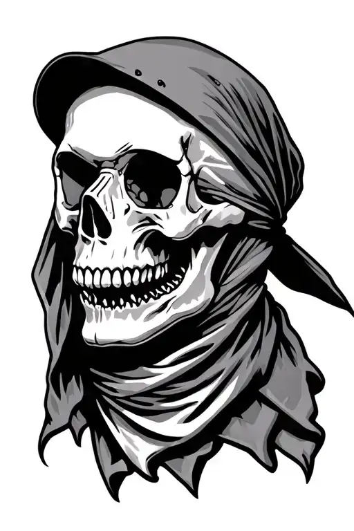Skull With A Shark Headscarf