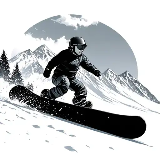 Snowboard And Mountains