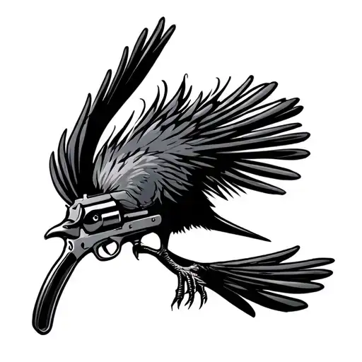 Roadrunner Silhouette With Revolver Gun