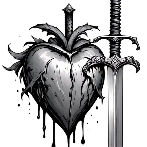 A Bleeding Heart Impaled By A Sword