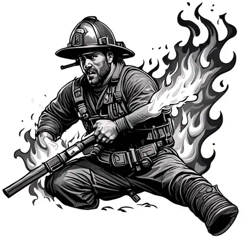 Firefighter Battling Flames Left Arm Sleeve