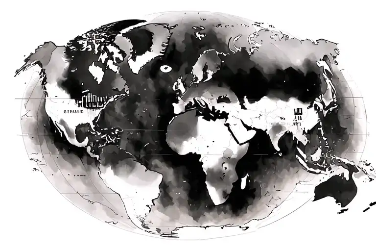 World Map With A Compass