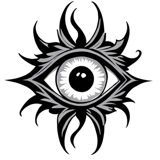 Trishul And Evil Eye Symbol Integrated