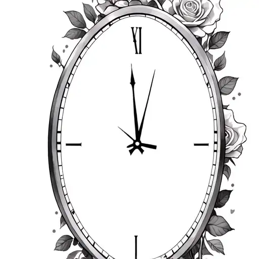Half A Clock Face With Roses Under