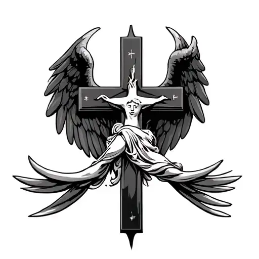 Christian Cross With Angel Wings