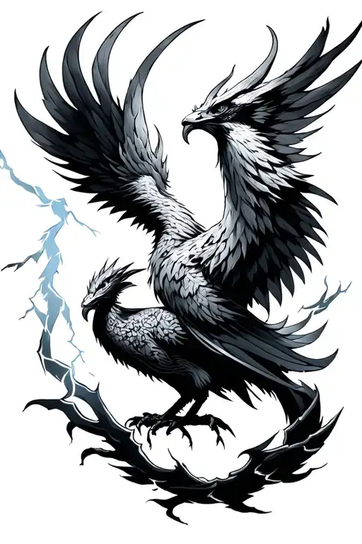 Phoenix Strike By Lightning Inspired Tattoo Featuring