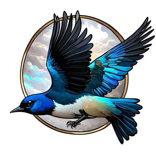 Opal With Blue Bird Flying