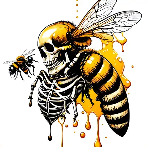 Skeleton Beekeeper With Bees Honey Dripping And Comb Design
