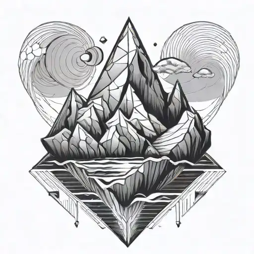 Geometric Style Tatto Of An Iceberg Shaped As The Ethereum Cryptocurrency Logo