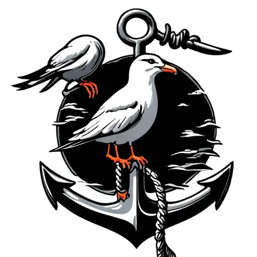Anchor With A Seagull Perched On It