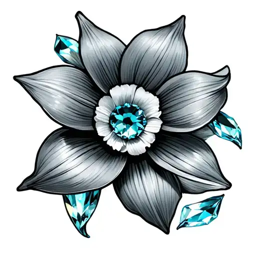 Daffodil Aquamarine Gemstones Surrounded