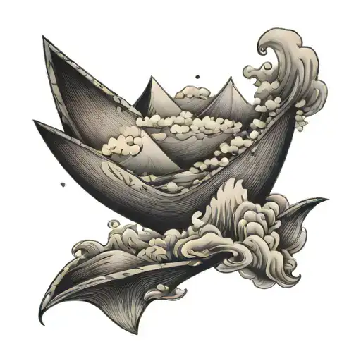 Maui Paper Boat With Clouds Fire Rain