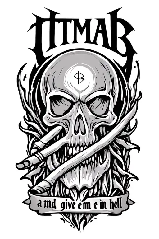 The Words Ttmab And Give Em Hell In A Nordice Symbol