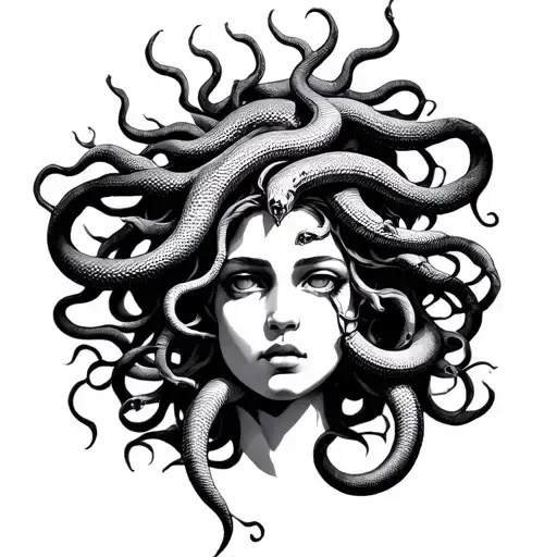 Medusa Beautiful With Some Snakes Heads Cut Off