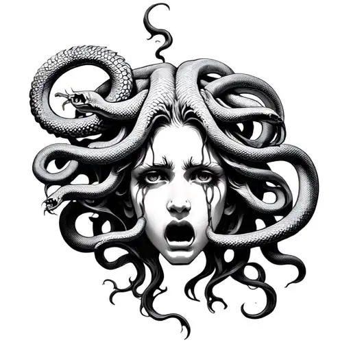 Crying Medusa Beautiful With Some Snakes Heads Cut Off