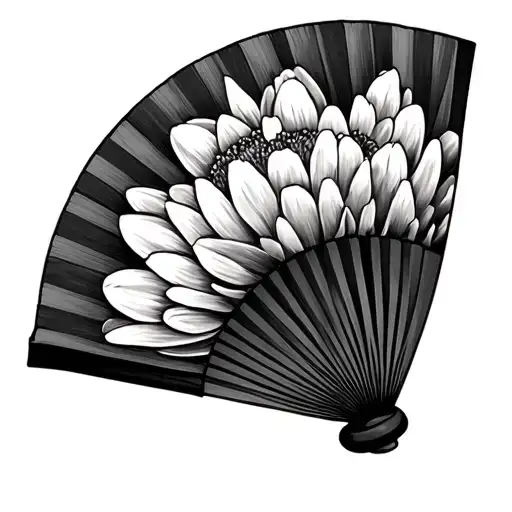 A Fan With Chrysanthemum On The Inside
