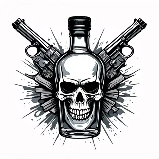 Skull Whisky Bottle Guns