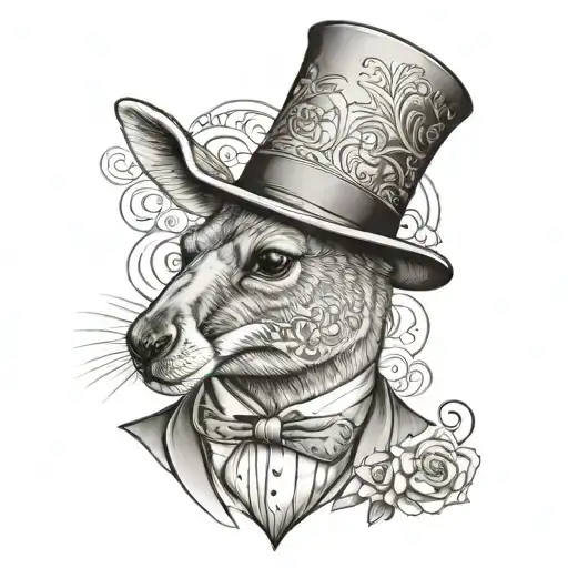 Kangaroo Wearing Top Hat