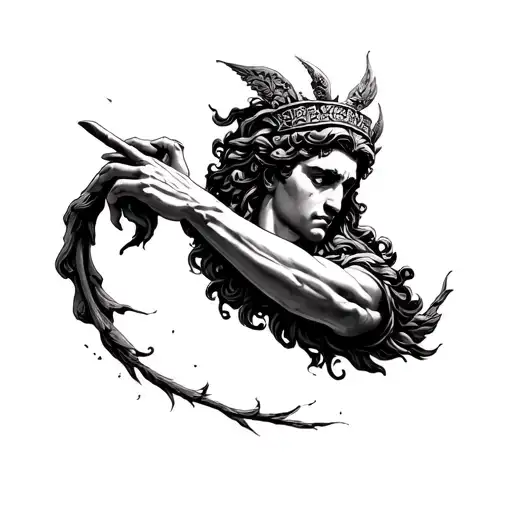 Make Me A Tattoo Of Dark Greek Mythology For The Forearm And With Many Details