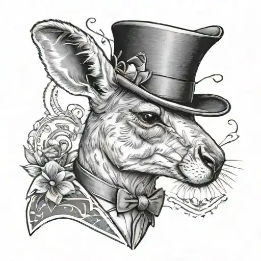 Kangaroo Wearing Top Hat