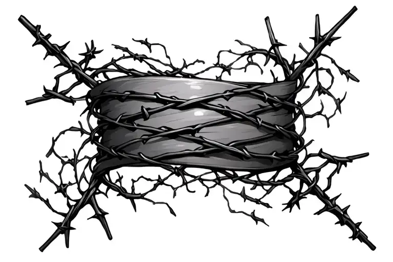 Vines Wrapping With Barbed Wire Wrapped Thin