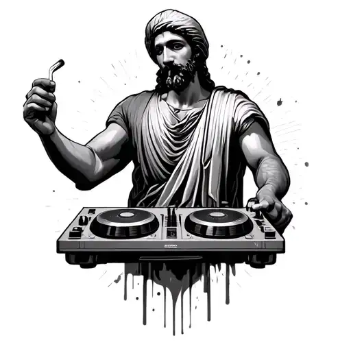 Greek Atlas Holding A Dj Turn Table