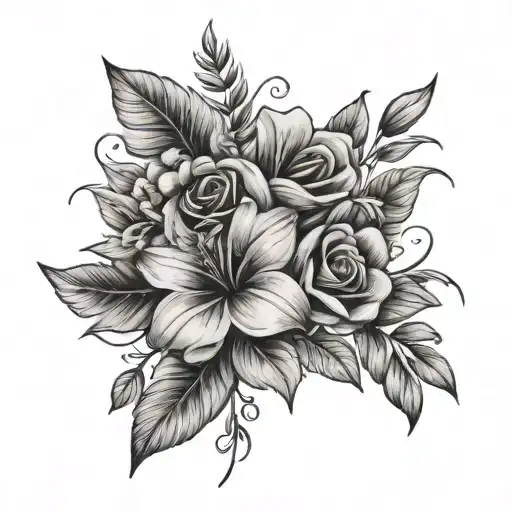 Name And Flower Bouquet