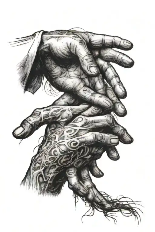 Evil Hand Scratching Persons Hand While Persons Hand Is Holding Jesus Christ Hand