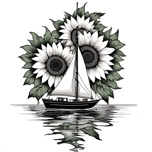 Sailboat And Sunflowers