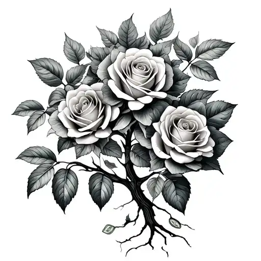 Roses And Money Tree Growing