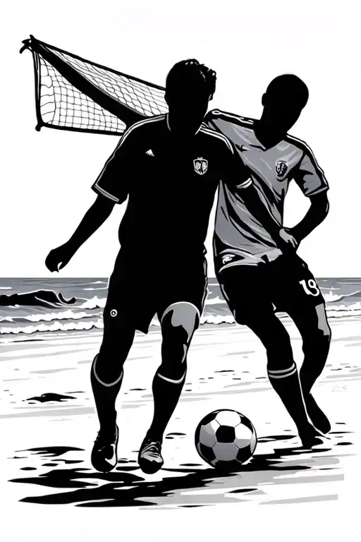 Soccer Silhouettes Playing On The Beach Involving Scottish Meaning