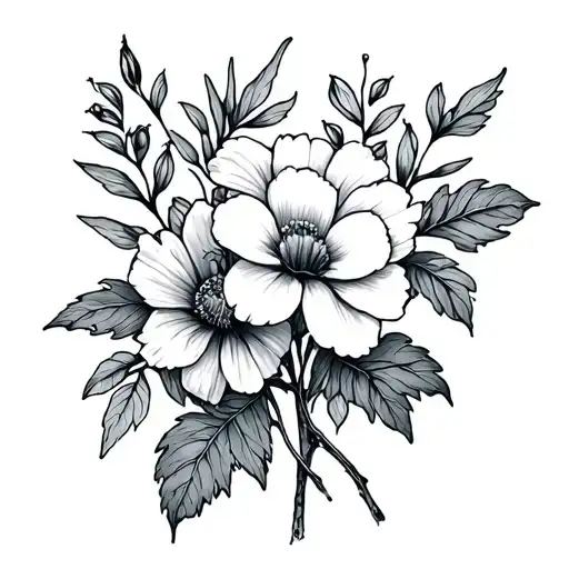 Birthflowers May And October With Extra Leafes And Twigs Fineline