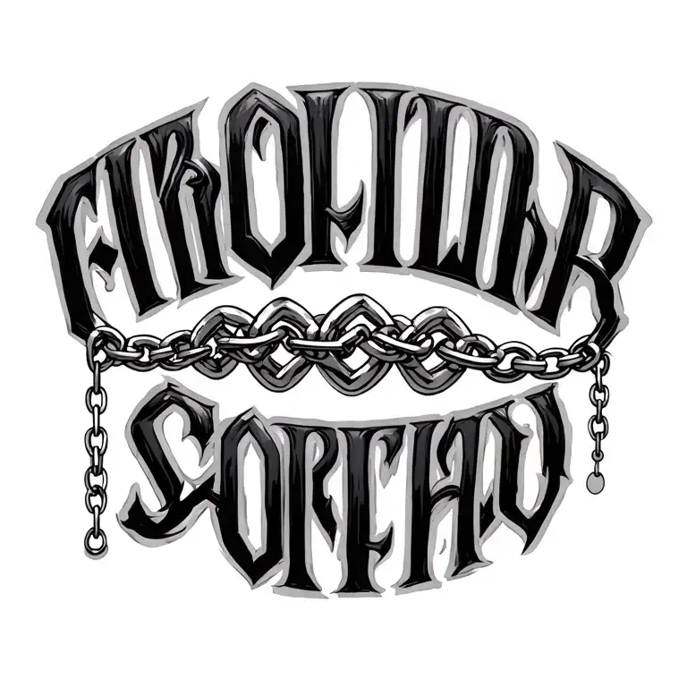 Hanging Fine Chain Down Spine With Letters