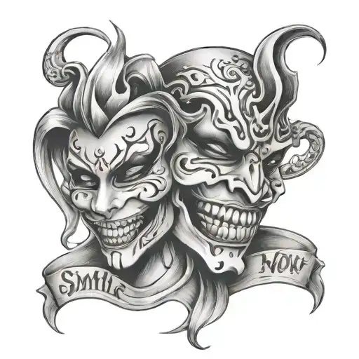 Smile Now Cry Later Writing In Picture Mask