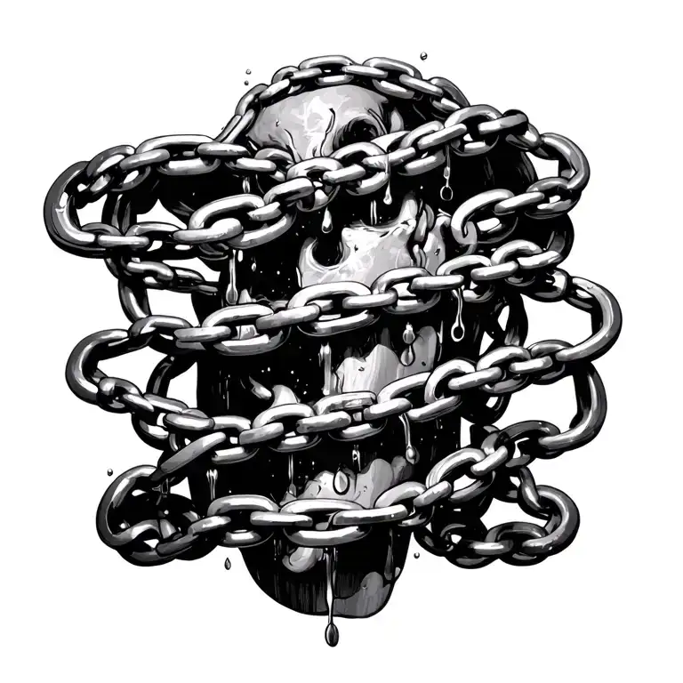 Fine Chain Hanging Down Spine With Letters Coming Off