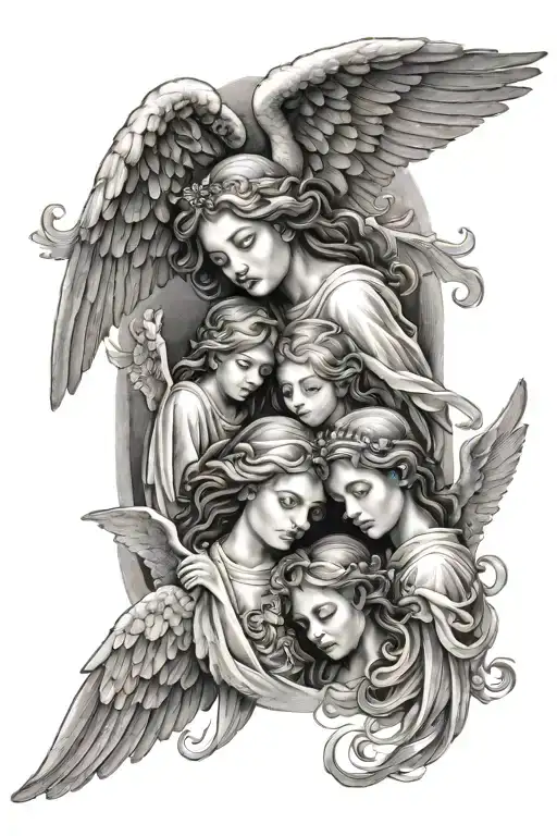 4 Angels Looking Down On A Family