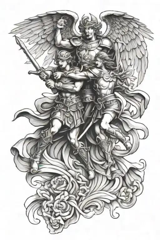 Saint Michael Fighting Each Other