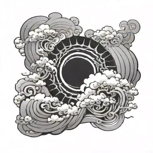 Japanese Upper Arm Sleeve With Clouds And Sun