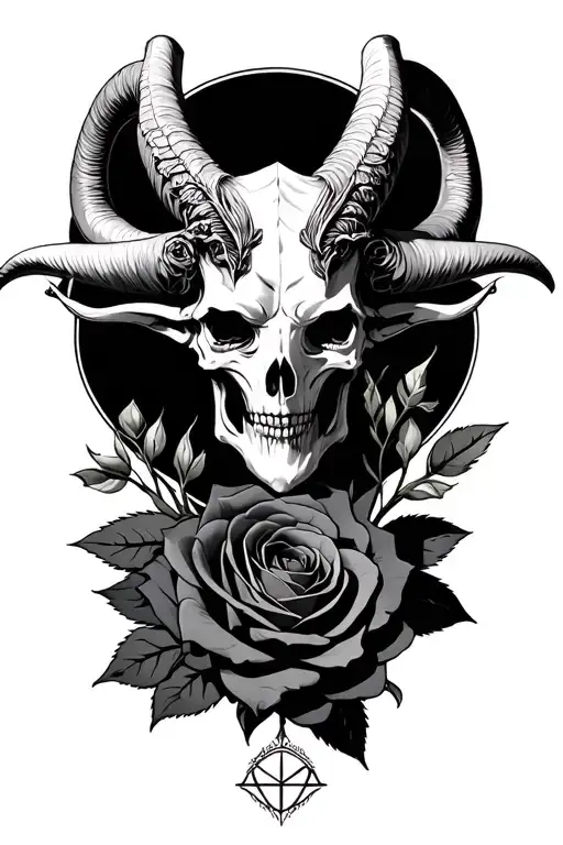Baphomet Black Roses Pentagram