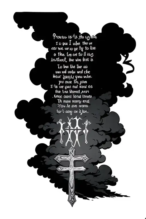 I Want Proverbs 16 Verse 3 With Clouds And 3 Crosses At The Bottom