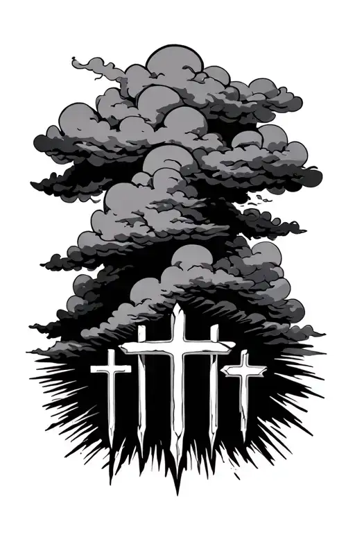 I Want Proverbs 16 Verse 3 With Shining Clouds And 3 Crosses At The Bottom