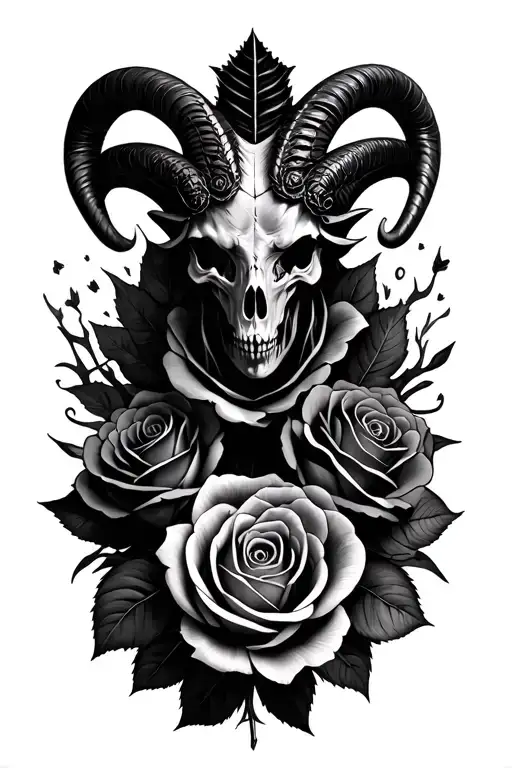 Baphomet Black Roses Pentagram