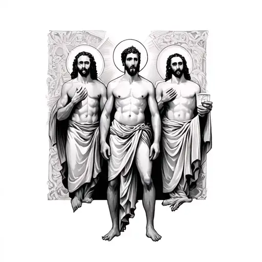 Holy Trinity Tattoo A Man Standing Without Cloth