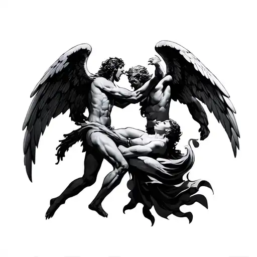 Angels And Demons Fighting Each Other