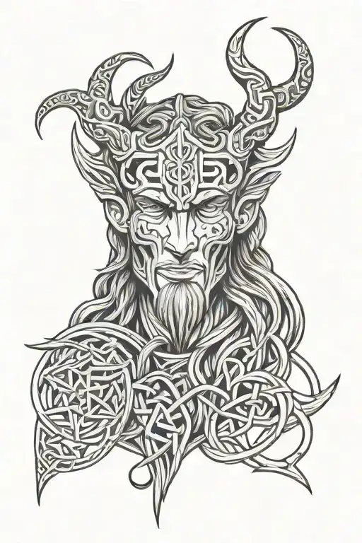 Norse Loki God Knotwork Design Incorporating