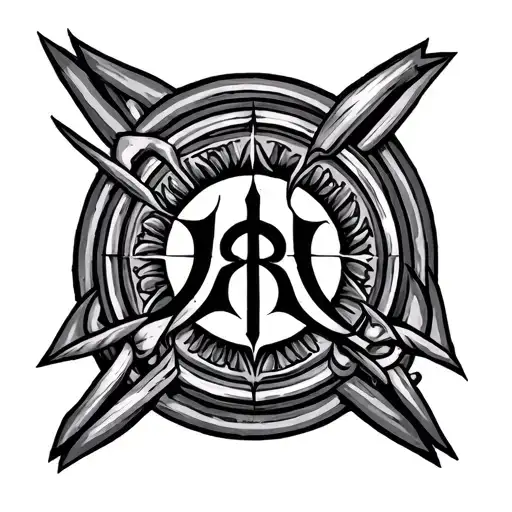 Double Geometric Circle Around Raido Rune